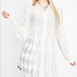 I Totally Paused -Sugar Thrillz White Blouse Dress